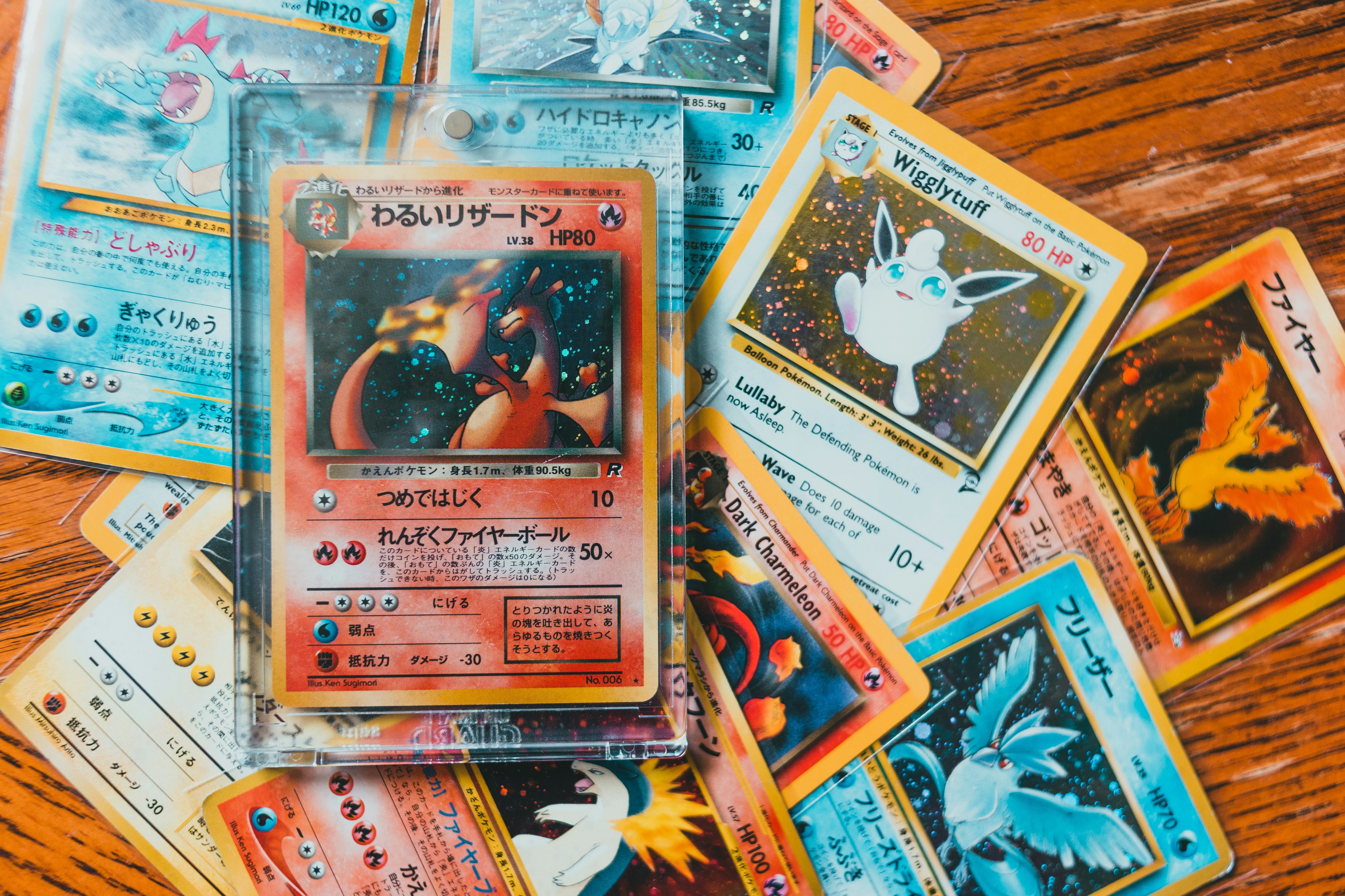 Vintage Pokémon cards including Dark Charizard